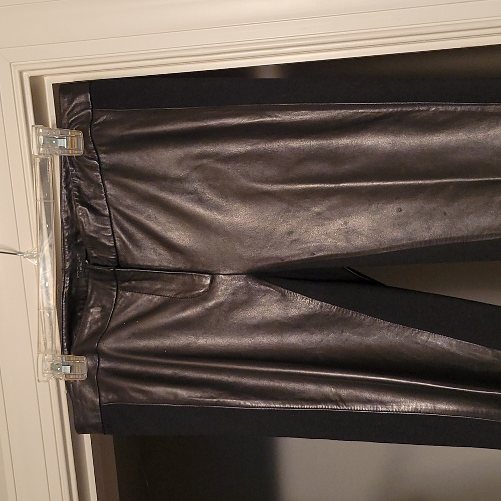 Ladies 1/2 100% Leather and side an inseam is rayon spandex